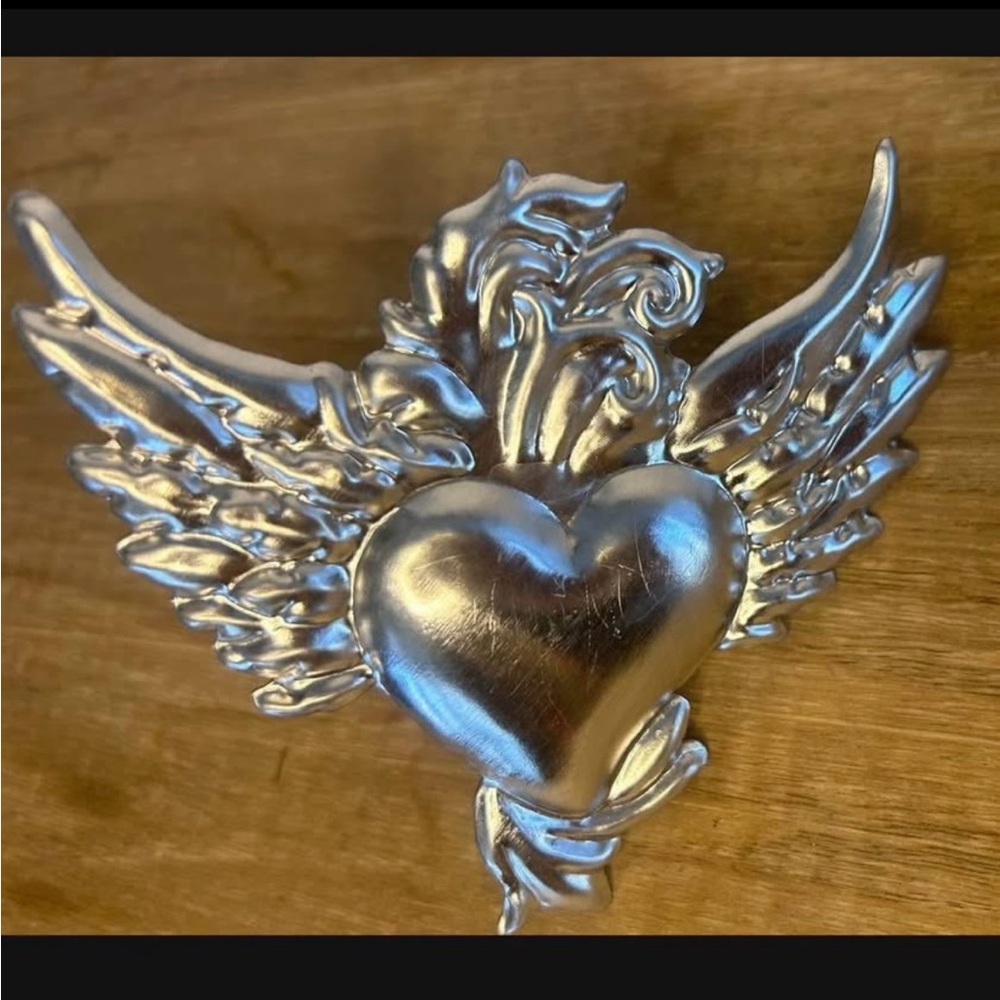 Silver Winged Heart ring napkins holders, set of 6